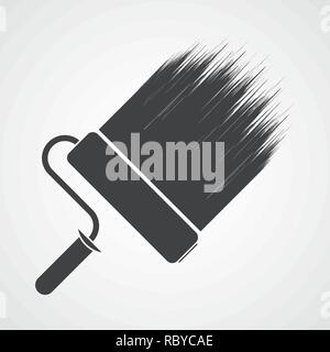 Paint roller icon in flat design. Vector illustration. Wall roller paint brush icon isolated Stock Vector