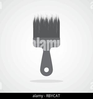 Paint brush icon in flat design. Vector illustration. Gray paint brush icon isolated Stock Vector