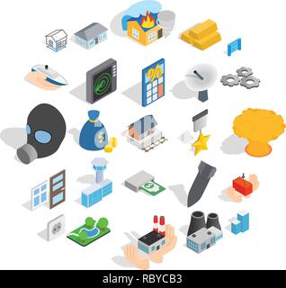 Projection icons set, isometric style Stock Vector