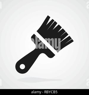 Paint brush icon in flat design. Vector illustration. Gray paint brush icon isolated Stock Vector