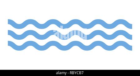 Waves icon isolated. Vector illustration. Blue waves sign in flat design. Stock Vector