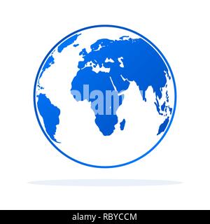 Globe icon in flat style. Vector illustration. Earth symbol isolated Stock Vector