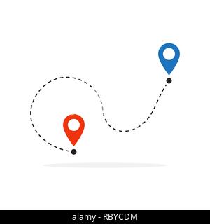 Path icon in flat style. Vector illustration. Route, way or track symbol Stock Vector