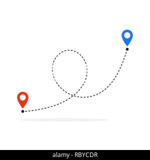 Path icon in flat style. Vector illustration. Route, way or track symbol Stock Vector