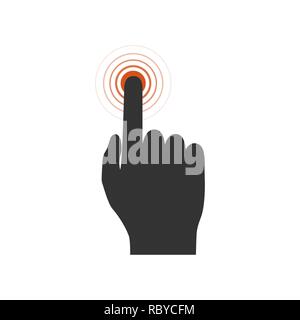 Touch screen icon. Vector illustration. Hand pointer icon in flat style. Touch hand icon, isolated Stock Vector