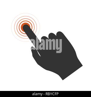 Touch screen icon. Vector illustration. Hand pointer icon in flat style. Touch hand icon, isolated Stock Vector