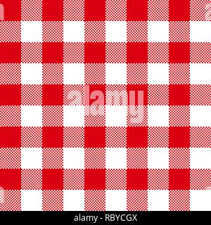Red fabric texture. Vector illustration. Flat tablecloth pattern Stock Vector