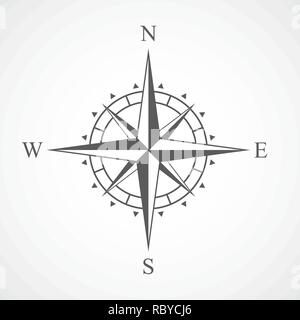 Compass icon in flat design. Vector illustration. Compass icon, isolated on light background Stock Vector