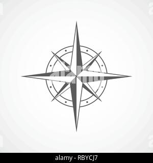 Compass icon in flat design. Vector illustration. Compass icon, isolated on light background Stock Vector