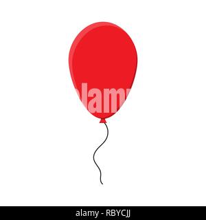 Red balloon in flat design. Vector illustration. Festive balloon, isolated on white background. Stock Vector