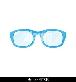 Glasses icon in flat design. Vector illustration. Blue glasses icon, isolated on white background Stock Vector