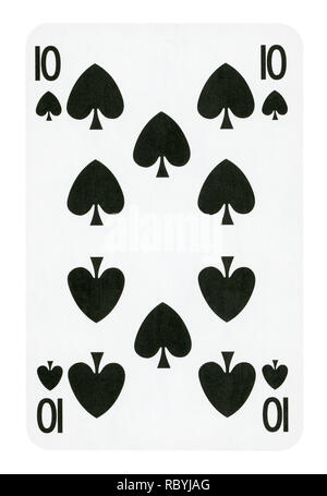 Ten of spades playing card, isolated on black background Stock Photo ...