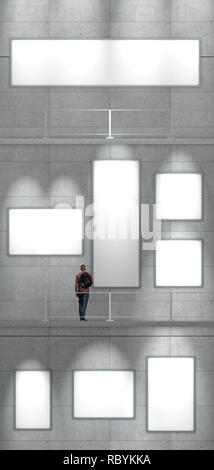 modern museum exhibition interior. 3d design concept rendering Stock ...