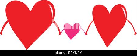 Heart icons family parent holding hand together Stock Vector
