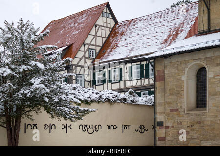 Sindelfingen, Germany, Jan 11th, 2019: Classic renaissance style architecture cityscape. Italian or french or german old fashioned medieval architectu Stock Photo