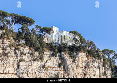 View of a picturesque village perched on a rock
