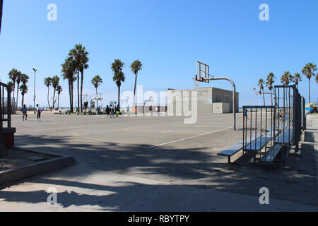 Basketball court on Venice beach, California Stock Photo