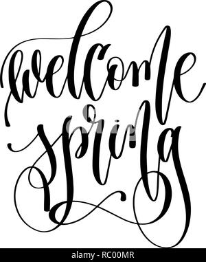 welcome spring - hand lettering inscription text, motivation and Stock Vector