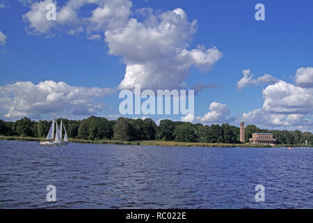 Sacrower Heilandskirche, Blick von der Havel, Sacrow, Potsdam, Brandenburg, Deutschland, Europa | Church of Redeemer, Christ Church of Sacrow, view fr Stock Photo