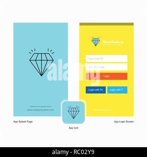 Company diamond ring splash screen and login page Vector Image