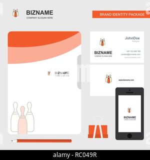 Bowling  Business Logo, File Cover Visiting Card and Mobile App Design. Vector Illustration Stock Vector