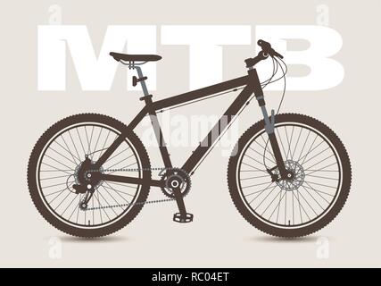 MTB Bicycle isolated and monochrome. Silhouette. Stock Vector