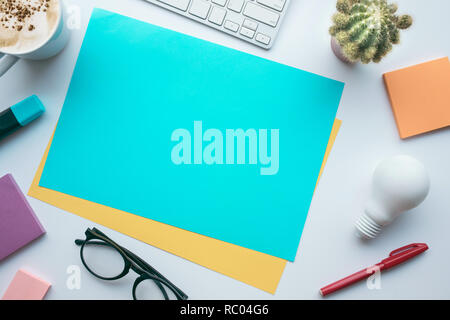 Inspiration ideas concepts with colorful paper and accessories on  table.top view Stock Photo