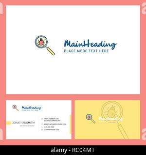 Search bug  Logo design with Tagline & Front and Back Busienss Card Template. Vector Creative Design Stock Vector