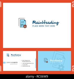 Coding  Logo design with Tagline & Front and Back Busienss Card Template. Vector Creative Design Stock Vector
