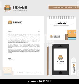 Sofa  Business Letterhead, Calendar 2019 and Mobile app design vector template Stock Vector