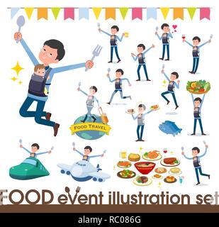 A set of man holding a baby on food events.There are actions that have a fork and a spoon and are having fun.It's vector art so it's easy to edit. Stock Vector