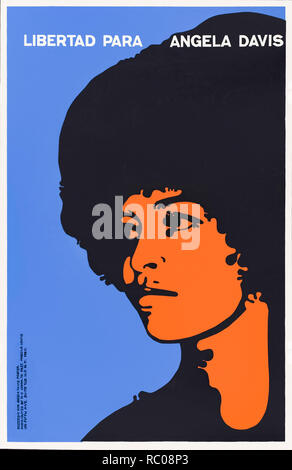 Libertad Para Angela Davis (Freedom For Angela Davis) poster 1971 designed by Félix Alberto Beltrán Concepción featuring a stencil portrait of Angela Davis in support of her release after the FBI apprehended her whilst on the run on 13 October 1970. See more information below. Stock Photo