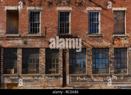 Old brick storefront in Midwest city. Stock Photo