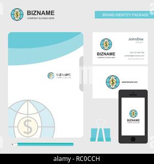 Dollar globe  Business Logo, File Cover Visiting Card and Mobile App Design. Vector Illustration Stock Vector