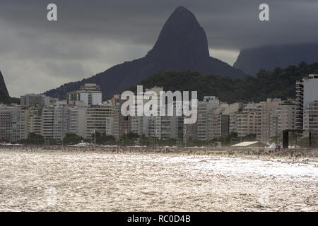 2019, january. Rio de Janeiro, Brazil. Panoramic view of the Copacabana Beach and its buildings. Stock Photo