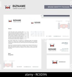 Drone camera Business Letterhead, Envelope and visiting Card Design vector template Stock Vector