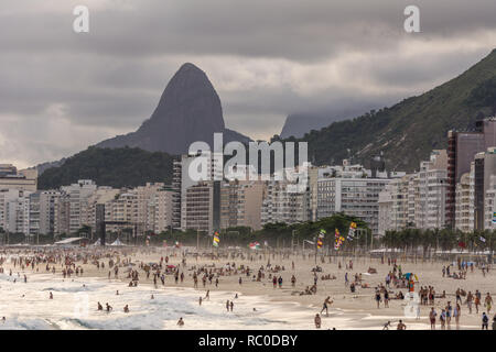 2019, january. Rio de Janeiro, Brazil. Panoramic view of the Copacabana Beach and its buildings. Stock Photo