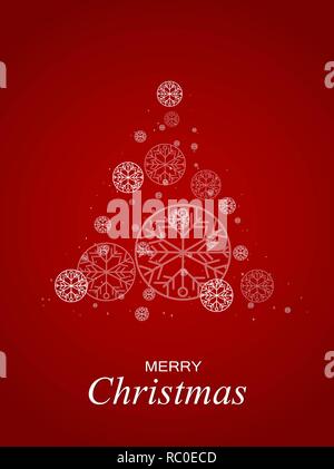 Christmas tree, red bokeh background. snowflakes in the form of a Christmas tree lights and sparkles Stock Vector