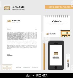 Cupboard  Business Letterhead, Calendar 2019 and Mobile app design vector template Stock Vector