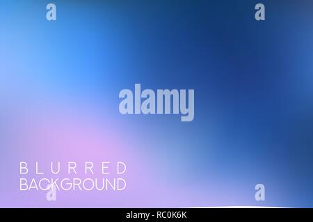 horizontal wide blue pink sky blurred background. Sunset and sunrise sea blurred background Stock Vector