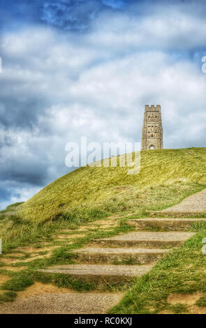 St Michael's Tower on Glastonbury Tor Stock Photo