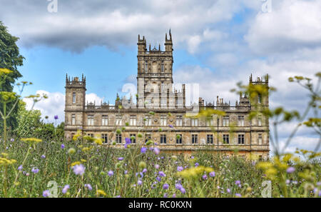 Highclere Castle from Wildflower Garden Stock Photo