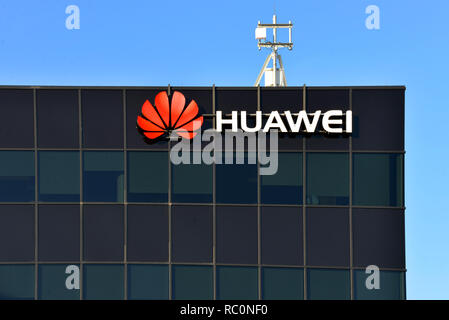 Kanata, Canada - January 12, 2019: Huawei Ottawa Research & Development Centre on Terry Fox Road. The Chinese multinational telecommunications equipme Stock Photo