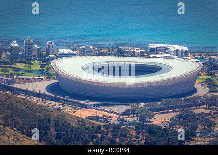 Aerial view of Cape Town city stadium at Green Point Stock Photo