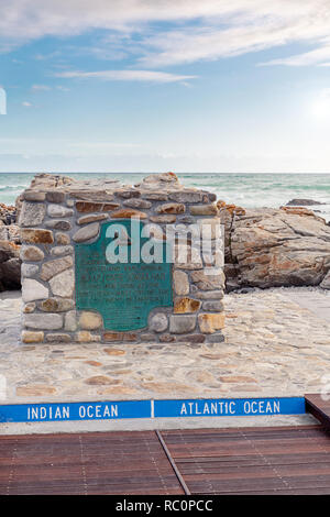 Cape Agulhas - tip of Africa, southernmost point of the continent. Stock Photo