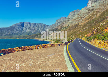 Cape peninsula scenic drive with ocean and mountains view, South Africa Stock Photo