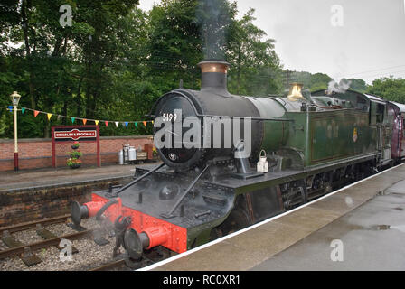 The Churnet Valley railway. Kingsley and Froghall station. GWR Prairie 5199 from the Lllangollen Railway Stock Photo