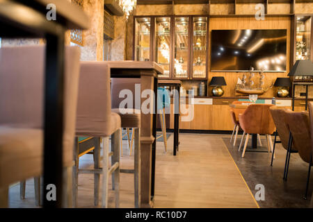 Modern interior of fashionable restaurant Stock Photo