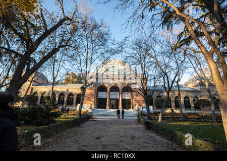 Palacio de Velázquez an exhibition hall,  Parque del Retiro, Madrid, Spain Stock Photo