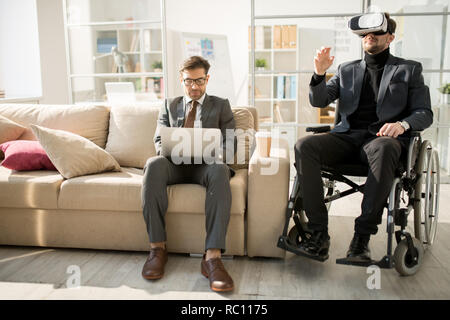 Using virtual reality device as a simulator Stock Photo